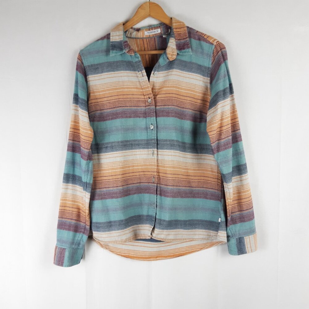 Toad & Co. Womens Lightfoot Long Sleeve Shirt Stripe Cotton Flannel Size Small - Picture 2 of 7